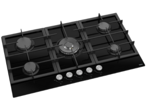 Ferre 90 cm 5 Burner Gas Hob Black Glass